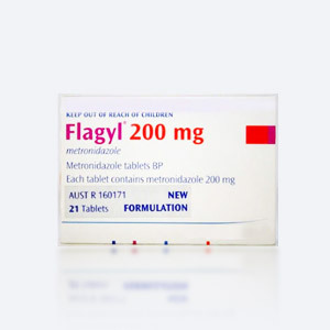 Verpackung von Flagyl (Metronidazol) 200 mg, 400 mg