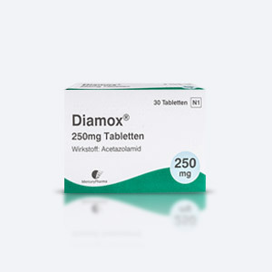 Echte Box-Ansicht des Medikaments Diamox (Acetazolamid)