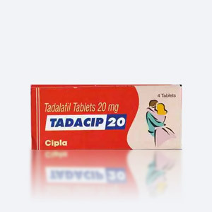 Verpackung von Tadacip 20mg mit Tabletten