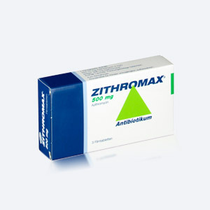 Schachtel mit Zithromax-Tabletten 500mg